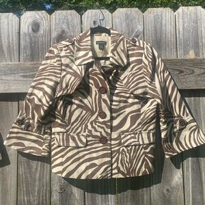 Rafaella Zebra Print weekend jacket 100% cotton - Brown and Cream